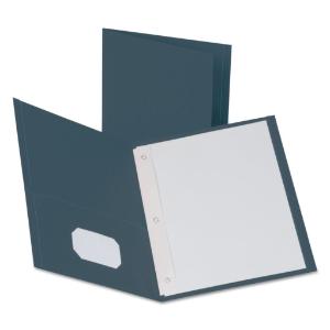 Portfolio,ltr,fstandpkt,dbl^ oxford twin-pocket portfolio, tang fasteners, letter, blue, 25/box