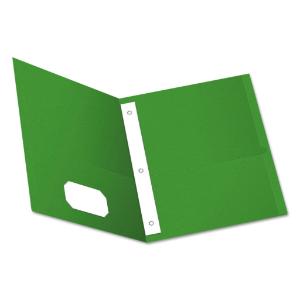 Oxford paper twin-pocket portfolio, tang clip, letter, green, 25/box