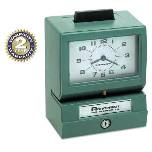 Acroprint model 125 analog manual print time clock w/month/date/0-12 hours/minutes
