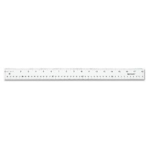 Westcott acrylic ruler w/two beveled edges and hang up hole, 18, clear