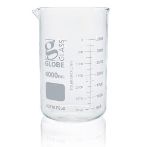 Globe Glass™ Low form Griffin style beaker, 4000 ml