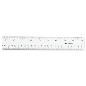 Westcott acrylic ruler w/two beveled edges and hang up hole, 18, clear
