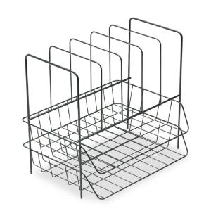Double tray w/sorter, 7 sections, wire, black
