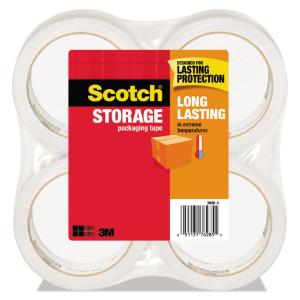 Scotch mailing and storage tape, 3 core, clear, 4 rolls/pack