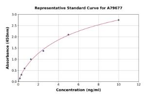 Representative standard curve for Rat Parvalbumin alpha ELISA kit (A79677)