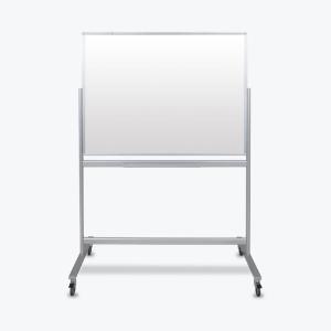 Double-sided mobile magnetic glass marker board, 48w×36"h