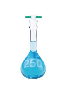 KIMAX® Volumetric Flasks with Color-Coded [ST] PTFE Stopper, Wide Mouth, Class A, Kimble Chase