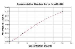 Representative standard curve for human SorLA/SORL1 ELISA kit (A314020)