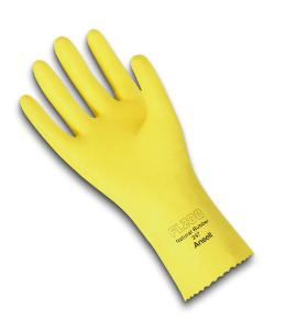 VersaTouch 87-297 Natural Rubber Latex Gloves with Cotton Lining Yellow Ansell