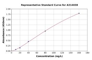 Representative standard curve for human IL-11 ELISA kit (A314038)