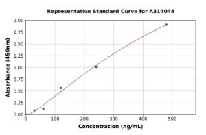 Representative standard curve for human Telomerase Reverse Transcriptase ELISA kit (A314044)