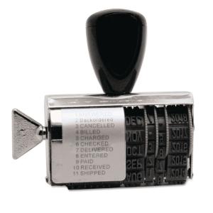 U. S. Stamp & Sign® QwikMark Rubber 11-Message Dial-A-Phrase Date Stamp, Essendant