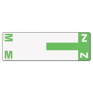 Alpha-z color-coded first letter name labels, m and z, light green, 100/pack