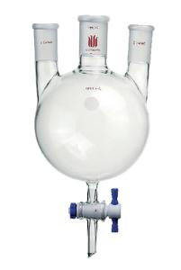 Synthware Three-Neck Round-Bottom Flasks with Bottom Outlet, Kemtech America
