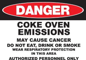 ZING Green Safety Eco GHS Sign, DANGER, Coke Emissions