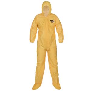 ChemMax® 1 Disposable Chemical Protective Coveralls, Bound Seams, Attached Hood and Boots, Elastic Wrists and Zipper Closure