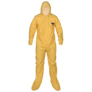 ChemMax® 1 Disposable Chemical Protective Coveralls, Serged Seams, Attached Hood and Boots, Elastic Wrists, Zipper Closure