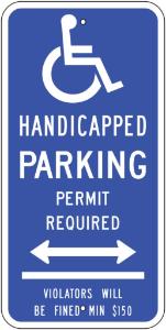 ZING Green Safety Eco Parking Sign Handicapped Parking Permit Required with Arrow Connecticut