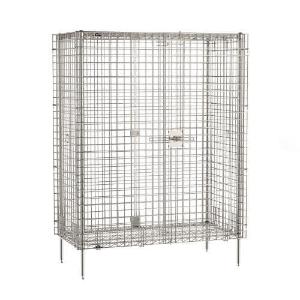 Super Erecta stationary security shelving unit, stainless steel