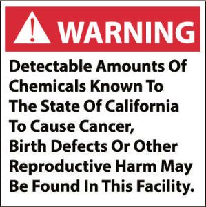 California Proposition 65 Signs and Labels, National Marker