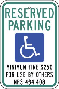 ZING Green Safety Eco Parking Sign Handicapped Reserved Parking Nevada