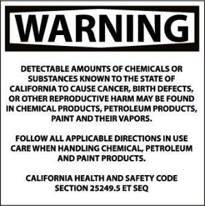 California Proposition 65 Signs and Labels, National Marker