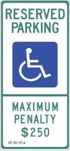 ZING Green Safety Eco Parking Sign Handicapped Reserved Parking N. Carolina