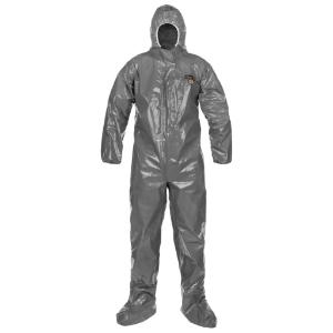 ChemMax® 3 Chemical Protective Coverall with Respirator-Fit Hood, Elastic Wrists, Attached Boots, Zipper Closure with Storm Flap