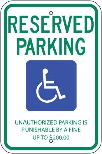 ZING Green Safety Eco Parking Sign Handicapped Reserved Parking Tennessee