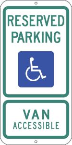 ZING Green Safety Eco Parking Sign Handicapped Parking Van Accessible Texas