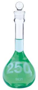 KIMAX® Volumetric Flasks with [ST] Glass Stopper, Class A, Serialized and Certified, Heavy Duty, Wide Mouth, Kimble Chase