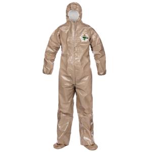 ChemMax® 4 Plus Chemical Protective Disposable Coveralls with Respirator-Fit Hood, Double Storm Flap, Attached Boots and Boot Flaps