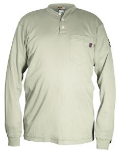 Flame Resistant Long Sleeve Henley Shirt with Max Comfort™ Material, Tan, MCR Safety