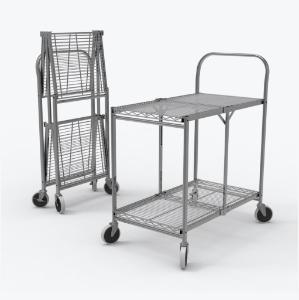 Two-shelf collapsible wire utility cart, luxor