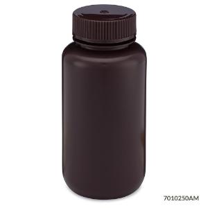 Bottle amber wide mouth round HDPE 250 ml
