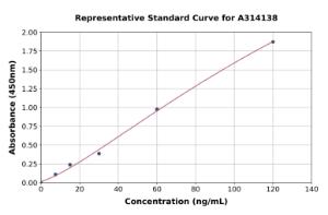 Representative standard curve for human Secretory Phospholipase A2 ELISA kit (A314138)