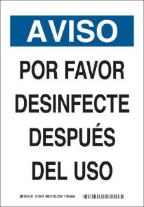 B302 10×7 sanitize after use spanish