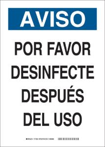 B302 14×10 sanitize after use spanish