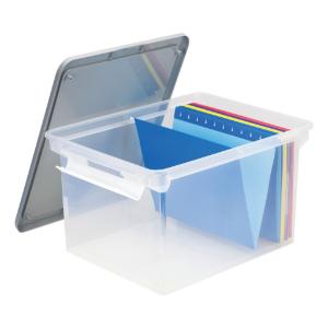 Storex portable file tote with locking handles