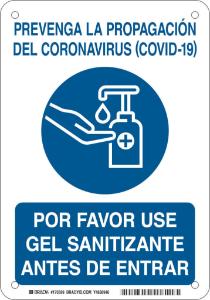 B401 10×7 use hand sanitizer spanish