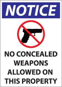 ZING Green Safety Concealed Carry Sign, Missouri/Wisconsin