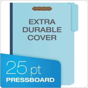 Heavy-duty pressboard folders with embossed fasteners