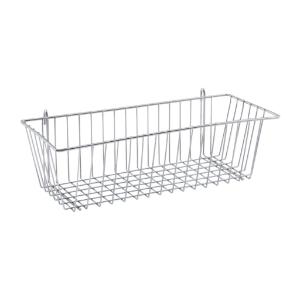 Storage basket for super erecta wire shelving and smartwall wall shelving, chrome