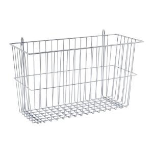 Storage basket for super erecta wire shelving and smartwall wall shelving, chrome
