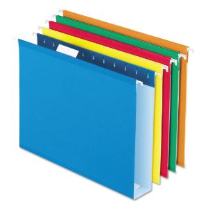 Extra capacity reinforced hanging file folders with box bottom