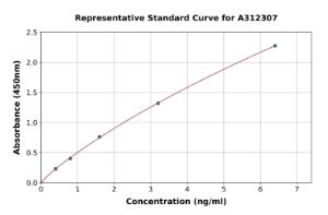 Representative standard curve for Human Smad2 ELISA kit (A312307)