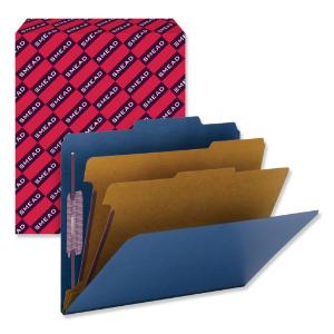 Six-section colored pressboard top tab classification folders with safeshield™ coated fastener