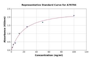 Representative standard curve for Human Von Willebrand Factor ELISA kit (A79794)