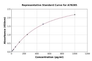 Representative standard curve for Human IFNE/IFNE1 ELISA kit (A78285)