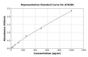 Representative standard curve for Rat Interferon alpha 1 ELISA kit (A78286)